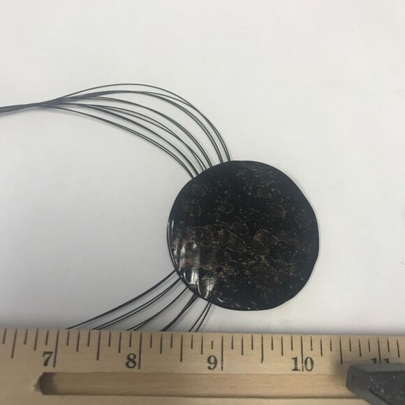 Chicos Necklace Medallion Pendant Necklace Black Bronze 10" Adjustable Clasp - Picture 8 of 8